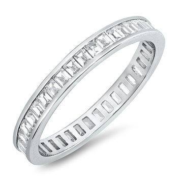 Eternity Rings Baguette Band Ring Simulated CZ 925 Sterling Silver